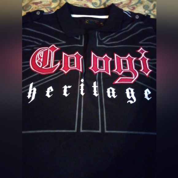 COOGI Heritage Designer Shirtsleeve Polo Shirt Men's 2XL Black - Picture 3 of 15